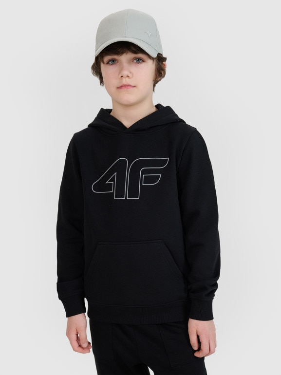 Chłopięca bluza dresowa nierozpinana bez kaptura 4F 4FJWSS25TSWSM1716 - czarna