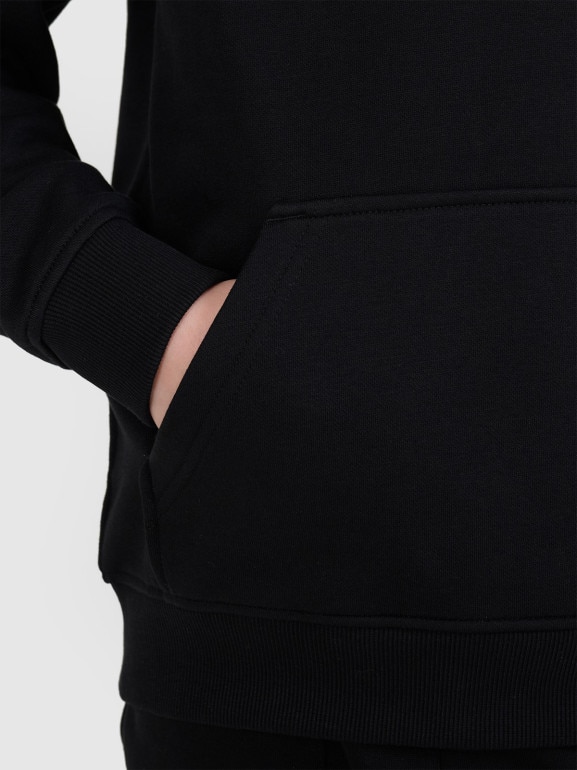 Chłopięca bluza dresowa nierozpinana bez kaptura 4F 4FJWSS25TSWSM1716 - czarna