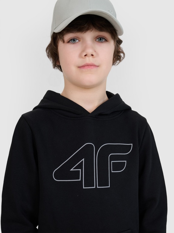 Chłopięca bluza dresowa nierozpinana bez kaptura 4F 4FJWSS25TSWSM1716 - czarna