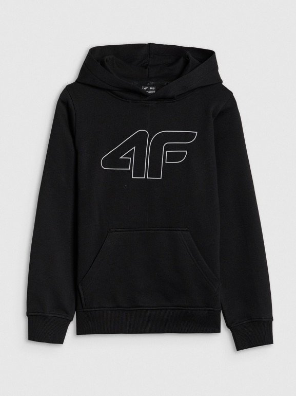 Chłopięca bluza dresowa nierozpinana bez kaptura 4F 4FJWSS25TSWSM1716 - czarna