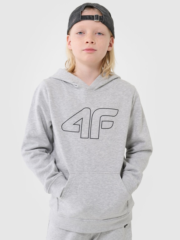 Chłopięca bluza dresowa nierozpinana bez kaptura 4F 4FJWSS25TSWSM1716 - szara