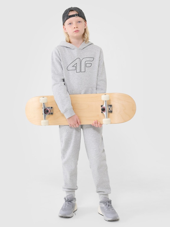 Chłopięca bluza dresowa nierozpinana bez kaptura 4F 4FJWSS25TSWSM1716 - szara