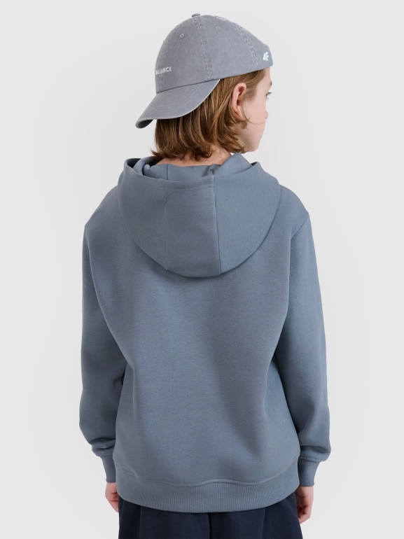 Chłopięca bluza z kapturem nierozpinana 4F 4FJWSS25TSWSM1852 - turkusowa