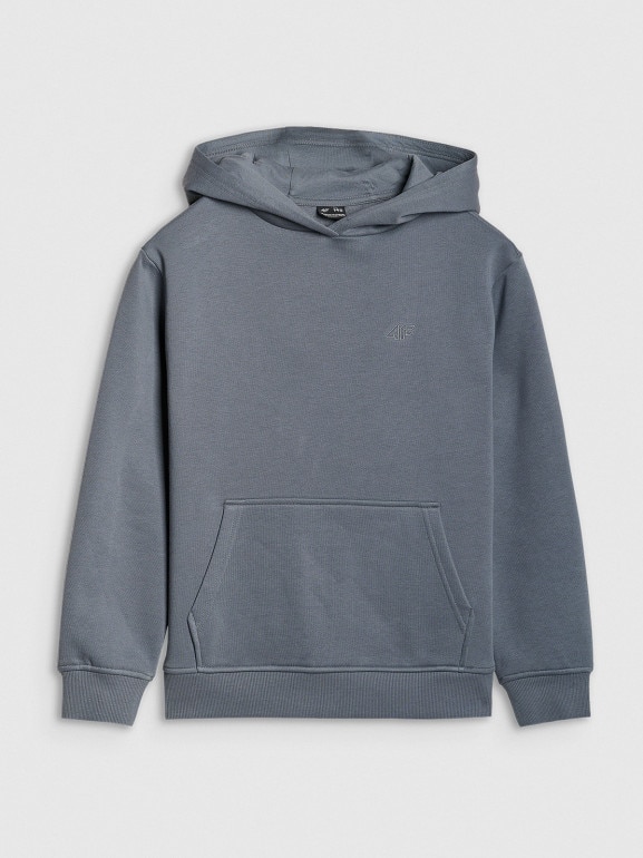 Chłopięca bluza z kapturem nierozpinana 4F 4FJWSS25TSWSM1852 - turkusowa
