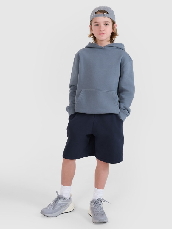 Chłopięca bluza z kapturem nierozpinana 4F 4FJWSS25TSWSM1852 - turkusowa