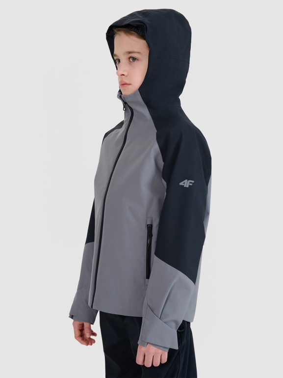 Chłopięca kurtka trekkingowa membrana 5000 4F 4FJWSS25TTJAM681 - szara