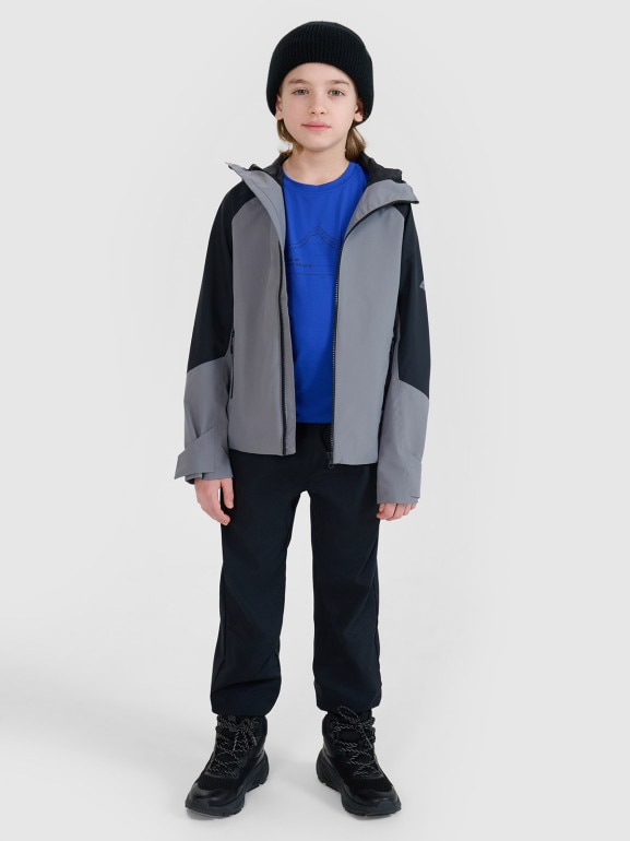 Chłopięca kurtka trekkingowa membrana 5000 4F 4FJWSS25TTJAM681 - szara