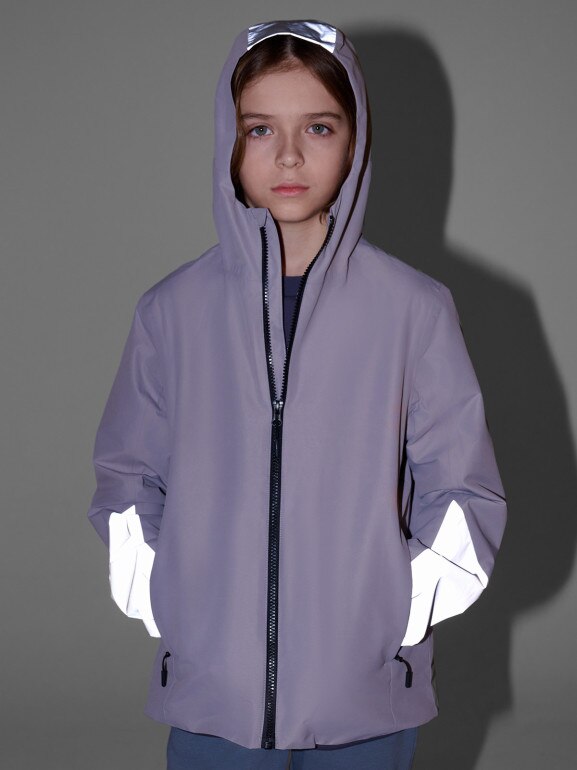 Dziecięca kurtka przejściowa 4F 4FJWSS25TTJAU0742 - szary