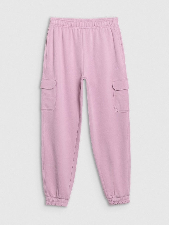 Dziewczęce spodnie dresowe joggery 4F 4FJWSS25TTROF1135 - różowe