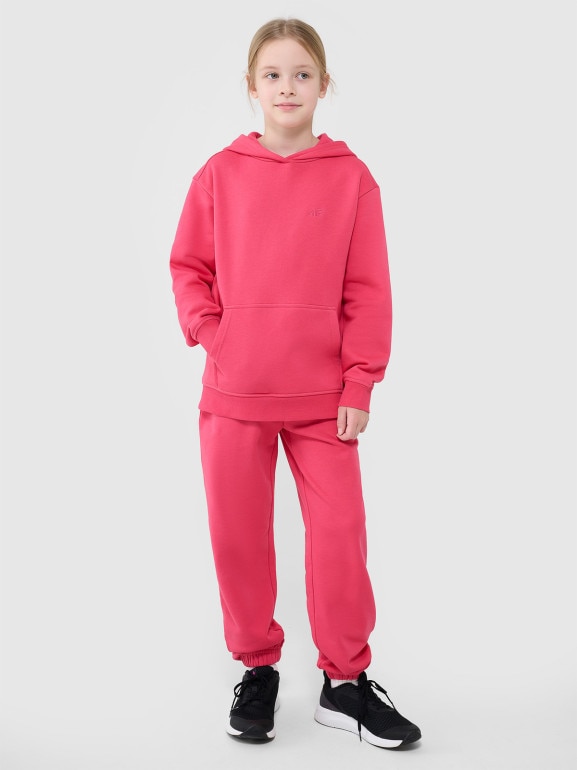 Dziewczęce spodnie dresowe joggery 4F 4FJWSS25TTROF1187 - różowe