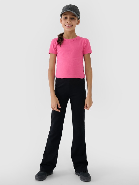 Dziewczęcy top basic t-shirt 4F 4FJWSS25TTSHF1852 - różowy