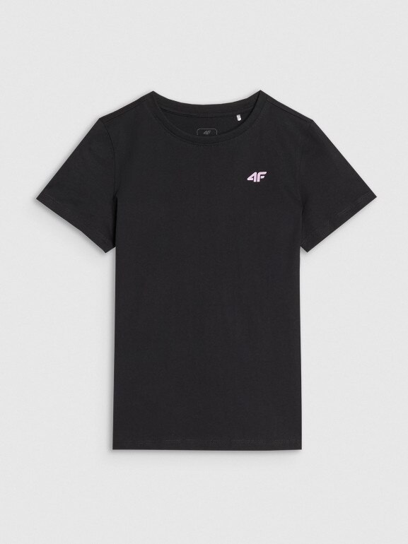 Dziewczęcy t-shirt basic 4F 4FJWSS25TTSHF2177 - czarny