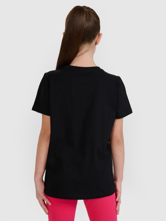 Dziewczęcy t-shirt basic 4F 4FJWSS25TTSHF2177 - czarny