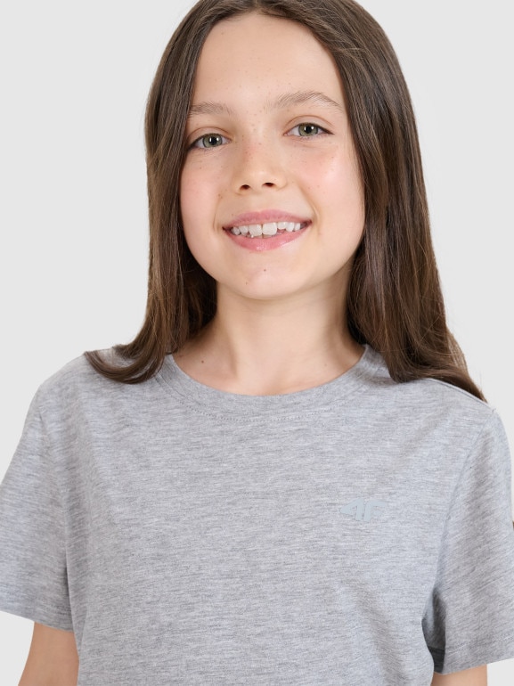Dziewczęcy t-shirt basic 4F 4FJWSS25TTSHF2177 - szary