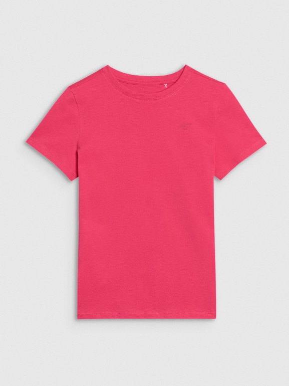 Dziewczęcy t-shirt basic 4F 4FJWSS25TTSHF2177 - różowy