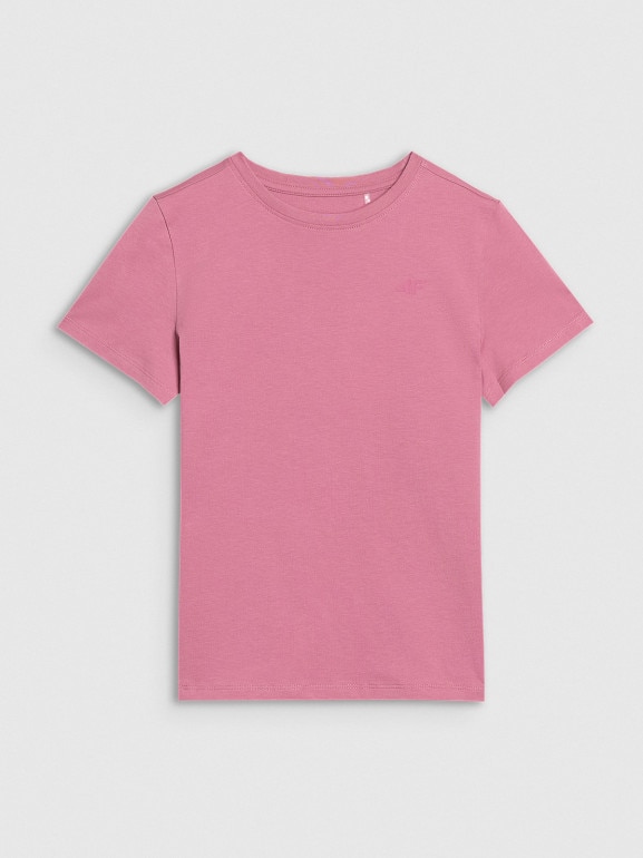 Dziewczęcy t-shirt basic 4F 4FJWSS25TTSHF2177 - różowy