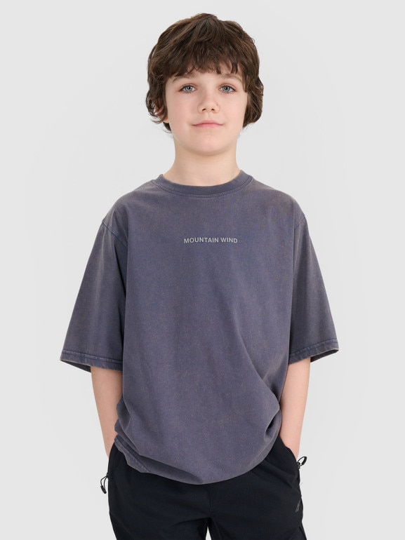 Chłopięcy t-shirt z nadrukiem 4F 4FJWSS25TTSHM1879 - niebieski