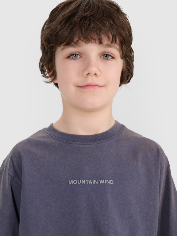 Chłopięcy t-shirt z nadrukiem 4F 4FJWSS25TTSHM1879 - niebieski