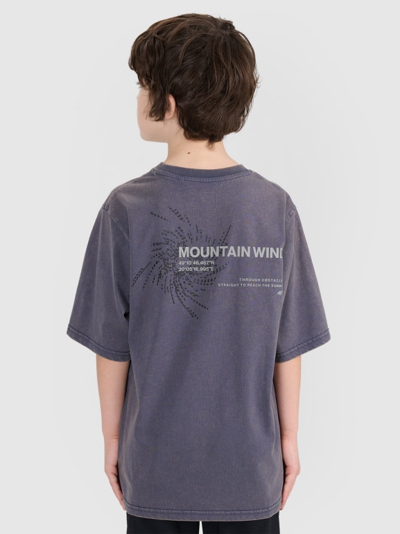 Chłopięcy t-shirt z nadrukiem 4F 4FJWSS25TTSHM1879 - niebieski