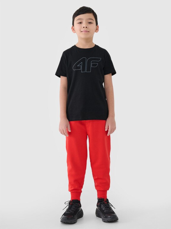 Chłopięcy t-shirt z nadrukiem 4F 4FJWSS25TTSHM2179 - czarny