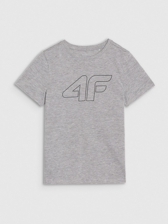Chłopięcy t-shirt z nadrukiem 4F 4FJWSS25TTSHM2179 - szary
