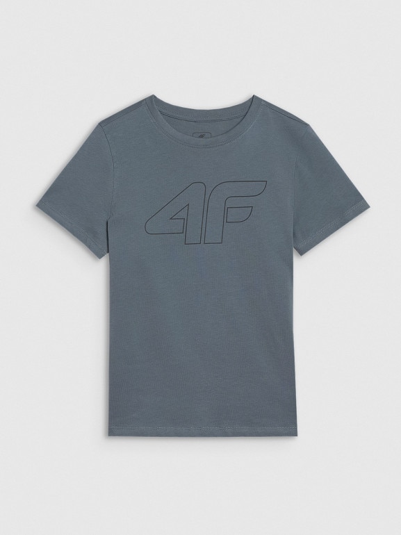Chłopięcy t-shirt z nadrukiem 4F 4FJWSS25TTSHM2179 - niebieski