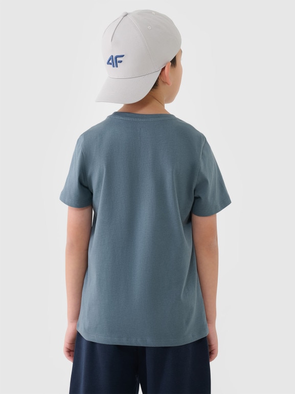 Chłopięcy t-shirt z nadrukiem 4F 4FJWSS25TTSHM2179 - niebieski