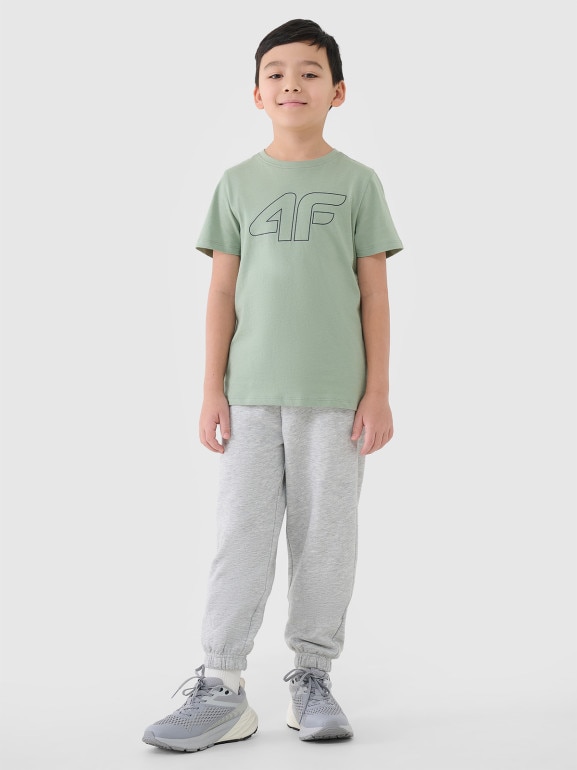 Chłopięcy t-shirt z nadrukiem 4F 4FJWSS25TTSHM2179 - zielony