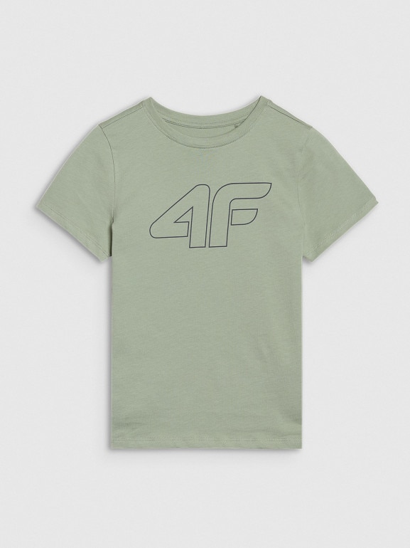 Chłopięcy t-shirt z nadrukiem 4F 4FJWSS25TTSHM2179 - zielony