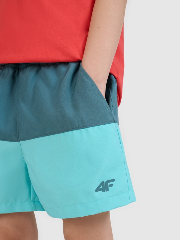 Chłopięce spodenki plażowe 4F 4FJWSS25UBDSM116 - turkusowe