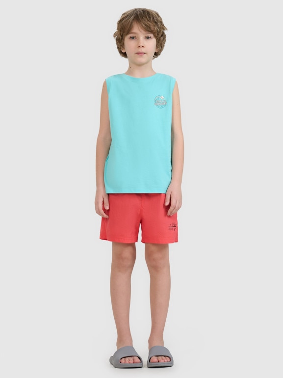 Chłopięce spodenki plażowe 4F 4FJWSS25UBDSM117 - czerwone