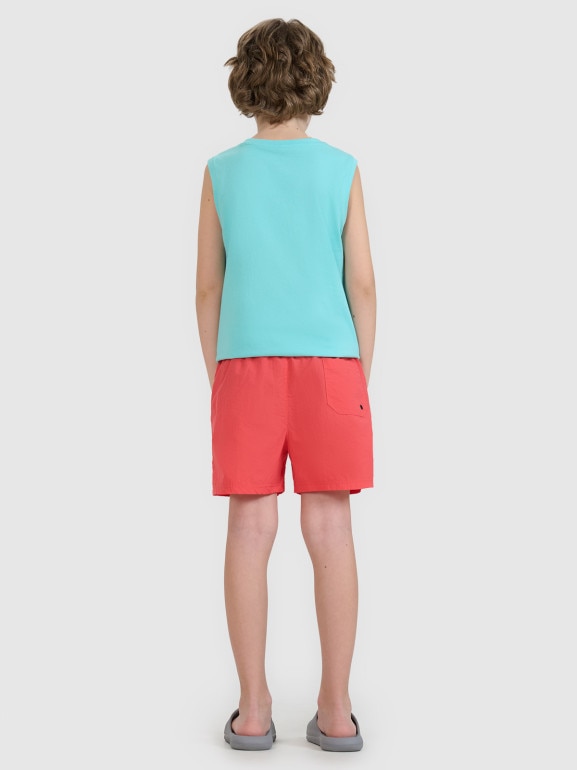 Chłopięce spodenki plażowe 4F 4FJWSS25UBDSM117 - czerwone