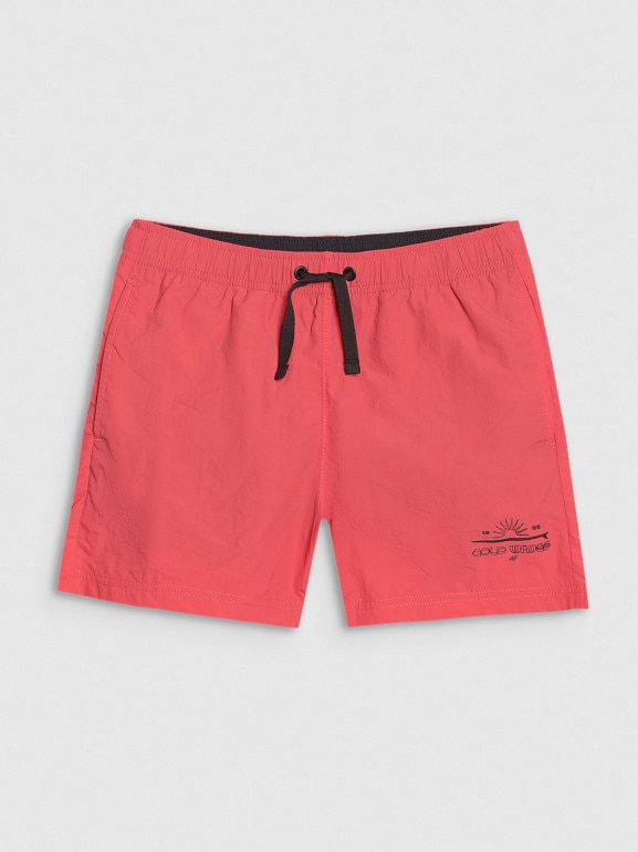 Chłopięce spodenki plażowe 4F 4FJWSS25UBDSM117 - czerwone