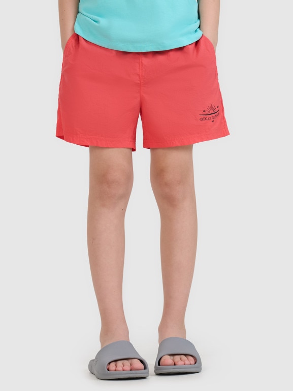 Chłopięce spodenki plażowe 4F 4FJWSS25UBDSM117 - czerwone