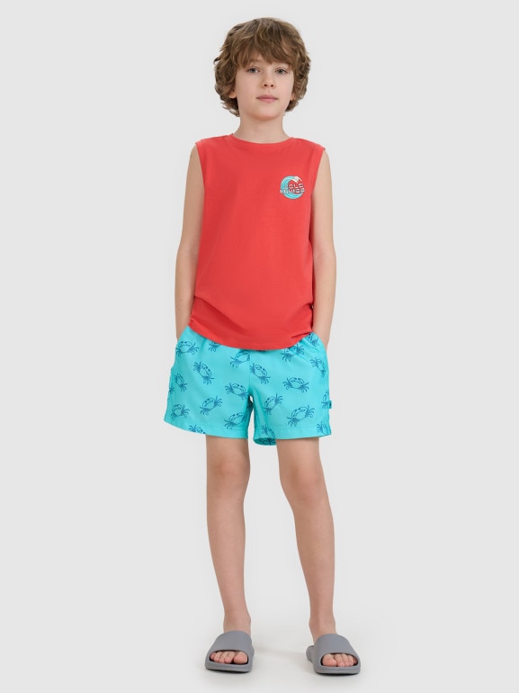 Chłopięce spodenki plażowe 4F 4FJWSS25UBDSM121 - turkusowe