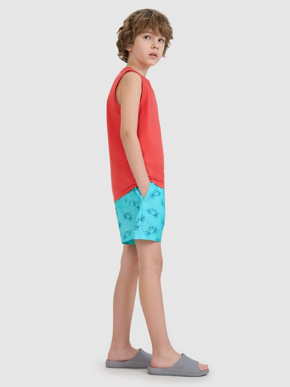 Chłopięce spodenki plażowe 4F 4FJWSS25UBDSM121 - turkusowe