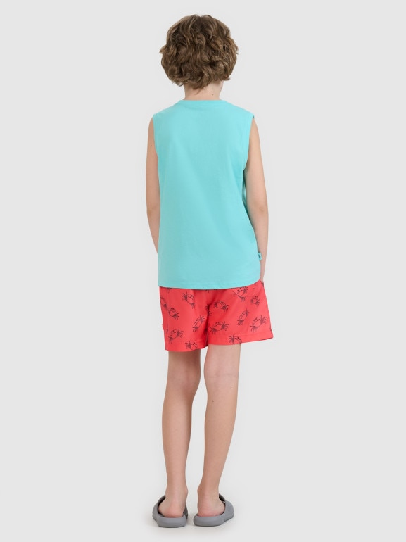Chłopięce spodenki plażowe 4F 4FJWSS25UBDSM121 - czerwone