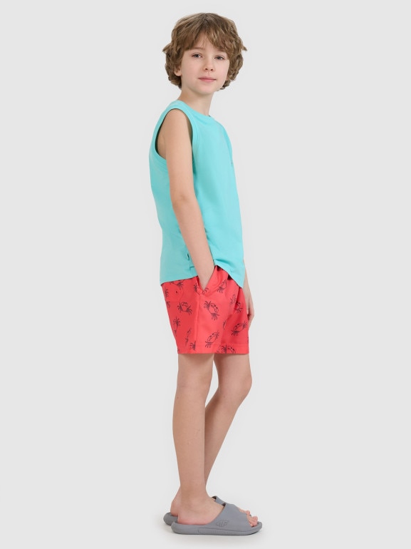 Chłopięce spodenki plażowe 4F 4FJWSS25UBDSM121 - czerwone