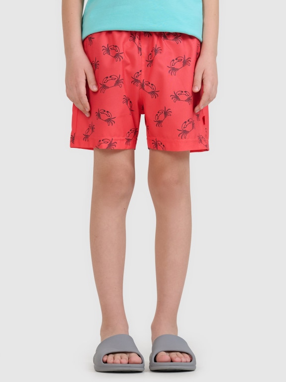 Chłopięce spodenki plażowe 4F 4FJWSS25UBDSM121 - czerwone