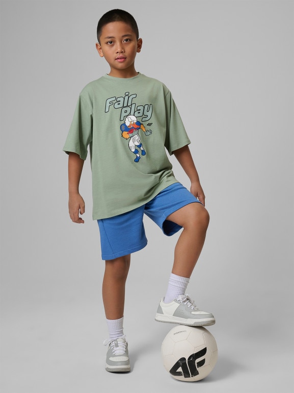 Chłopięce spodenki dresowe 4F 4FJWSS26TSHOM784 - niebieskie