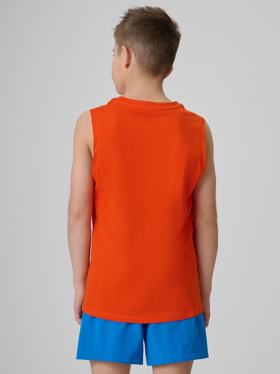 Chłopięca koszulka bez rękawów z nadrukiem 4F 4FJWSS26TSLEM294 - czerwona