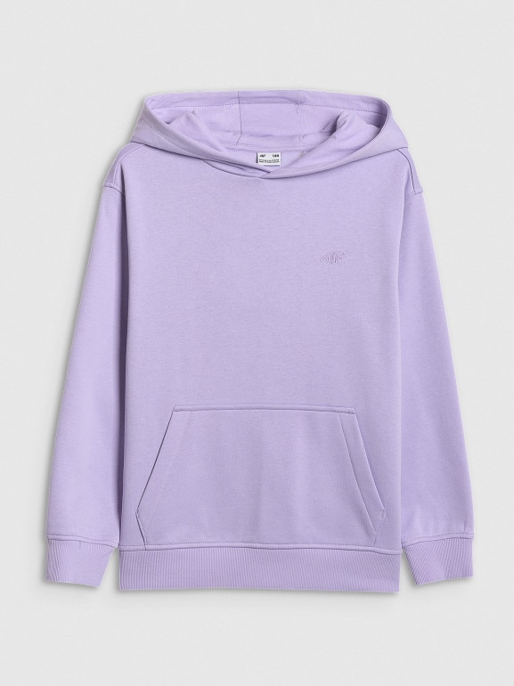 Dziewczęca bluza dresowa nierozpinana z kapturem 4F 4FJWSS26TSWSF2323 - fioletowa