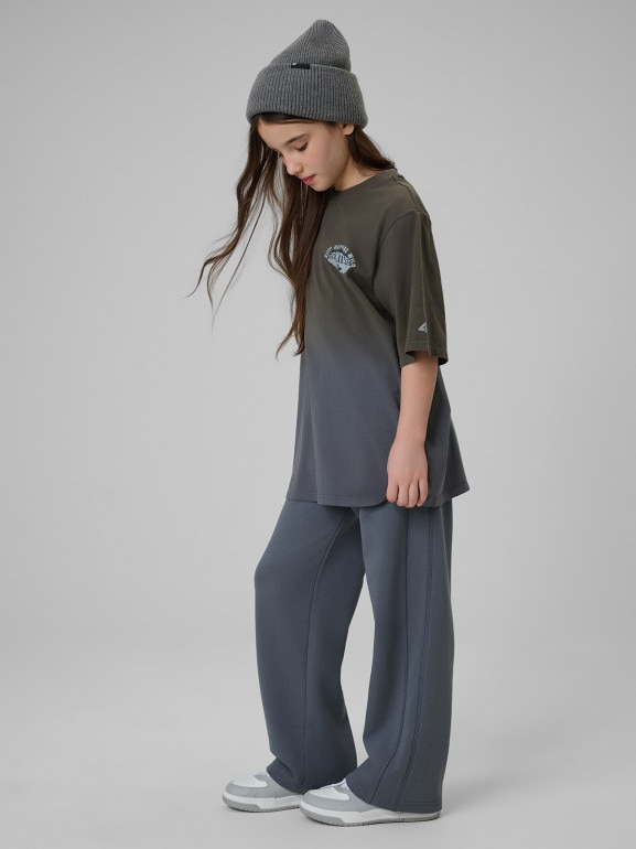 Dziewczęce spodnie dresowe 4F 4FJWSS26TTROF1656 - szare