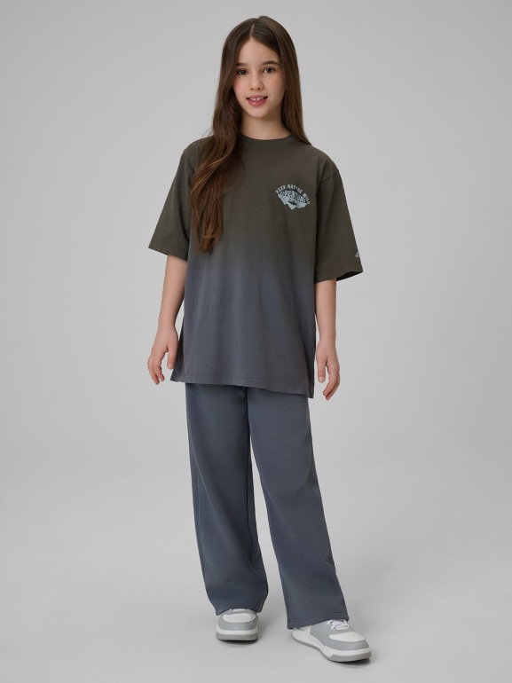 Dziewczęce spodnie dresowe 4F 4FJWSS26TTROF1656 - szare