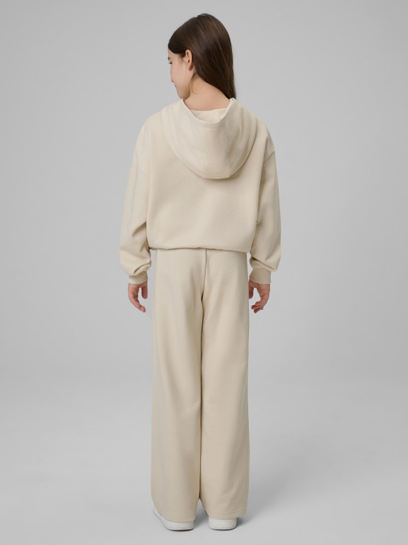 Dziewczęce spodnie dresowe 4F 4FJWSS26TTROF1656 - beżowe