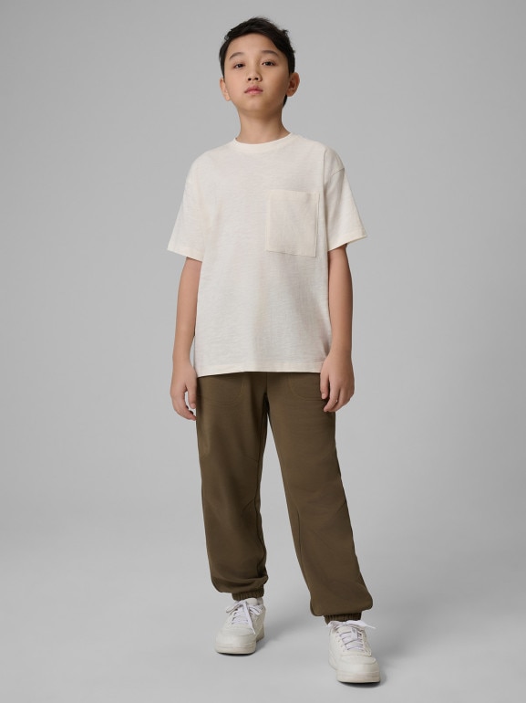 Chłopięce spodnie dresowe joggery 4F 4FJWSS26TTROM1437 - khaki