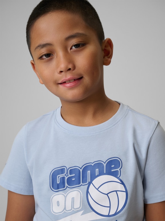 Chłopięcy t-shirt z nadrukiem 4F 4FJWSS26TTSHM3011 - niebieski