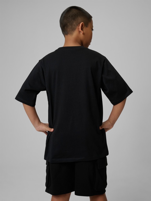 Chłopięcy t-shirt z nadrukiem 4F 4FJWSS26TTSHM3014 - czarny