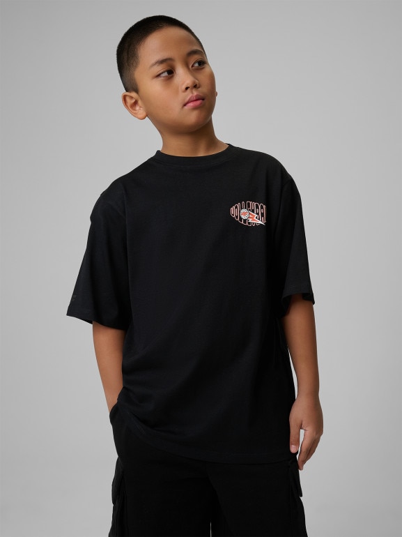 Chłopięcy t-shirt z nadrukiem 4F 4FJWSS26TTSHM3014 - czarny