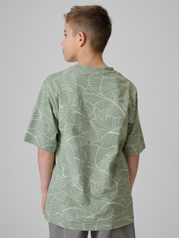 Chłopięcy t-shirt z nadrukiem 4F 4FJWSS26TTSHM3285- miętowy